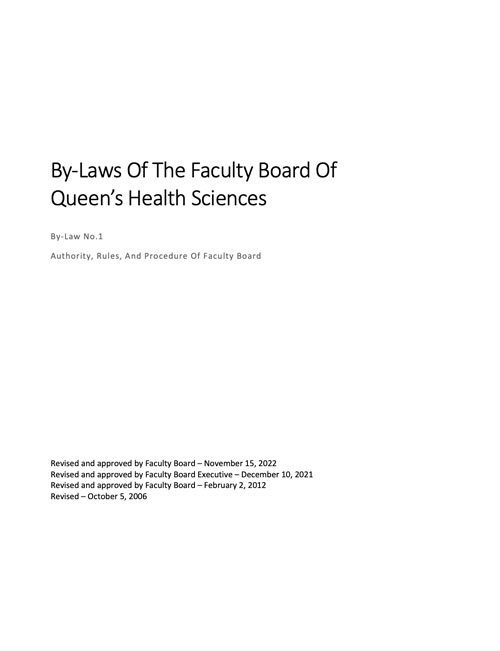 Faculty Board By-Laws cover
