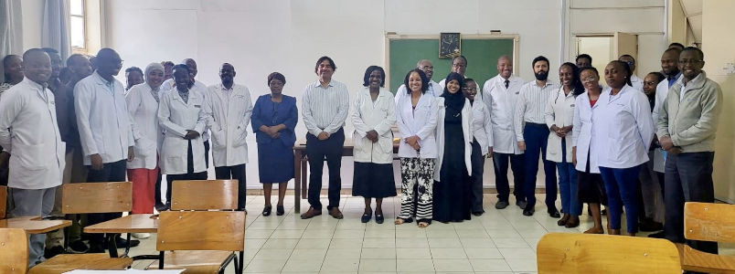 Dr. Omar Islam (centre, white striped shirt) with faculty and students from the Department of Diagnostic Imaging and Radiation Medicine at the University of Nairobi