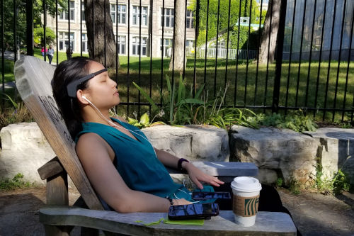 A student using the Muse 2 EEG Headset created by Toronto-based InteraXon