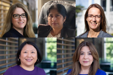 [Clockwise from left] Drs. Amber Simpson, Farhana Zulkernine, Kerstin de Wit, Parvin Mousavi, Qingling Duan.