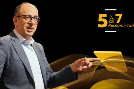 Dr. Nader Ghasemlou with 5 à 7 Research Talks overlay