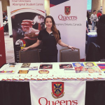 Cortney Clark representing Queen's at a recruitment event