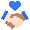 icon 2 hands shaking with a heart icon above