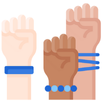 Icon of 3 different skin tone fists