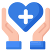 icon of 2 hands holding a heart symbol with a plus symbol