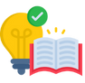 Lightbulb and open book icon 